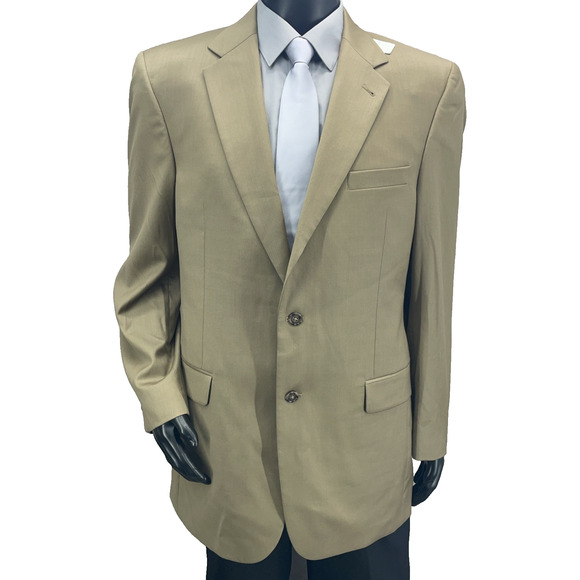 NWOT Jos A Bank Signature Mens 42LG Tan/Taupe Wool Blazer 2 Butt Sport Coat - Picture 1 of 10